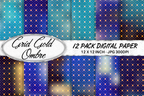 Digital paper Grid pattern and gradient blue background Digital Pattern artnoy 