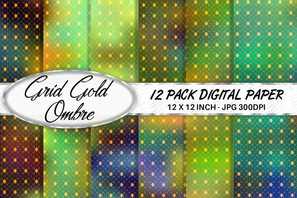 Digital Pattern Grid Backround Digital paper Grid pattern and gradient green background - So Fontsy