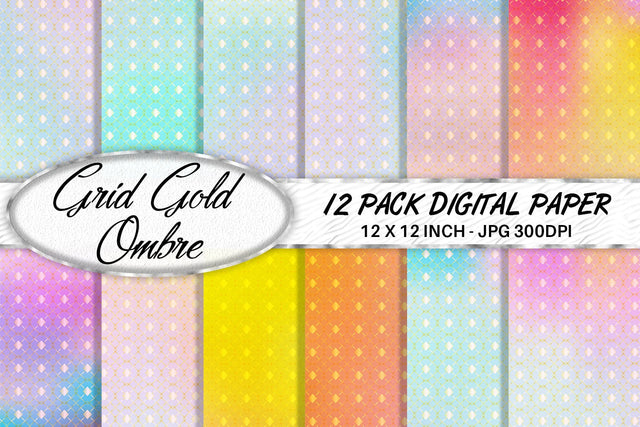 Digital paper Grid pattern and iridescent gradient background Digital Pattern artnoy 