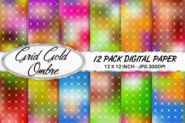 Digital paper Grid pattern and iridescent gradient background Digital Pattern artnoy 