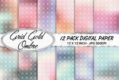 Digital paper Grid pattern and iridescent pastel gradient background Digital Pattern artnoy 