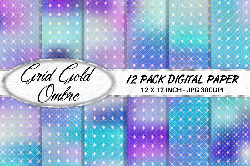 Digital paper Grid pattern and unicorn gradient background Digital Pattern artnoy 