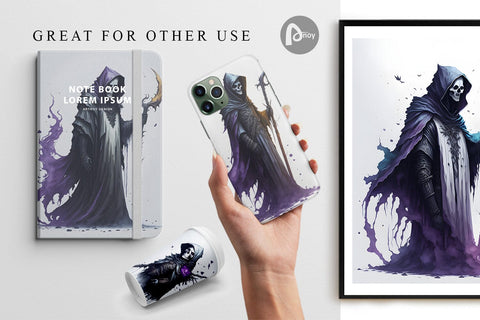 Digital Paper Grim Reaper Halloween Digital Pattern artnoy 