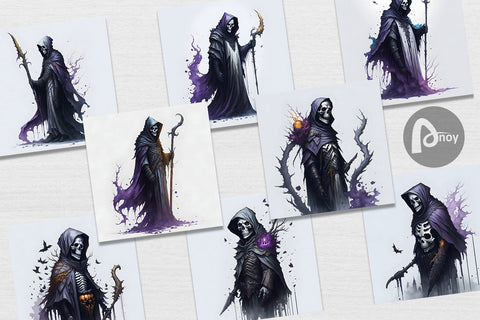 Digital Paper Grim Reaper Halloween Digital Pattern artnoy 