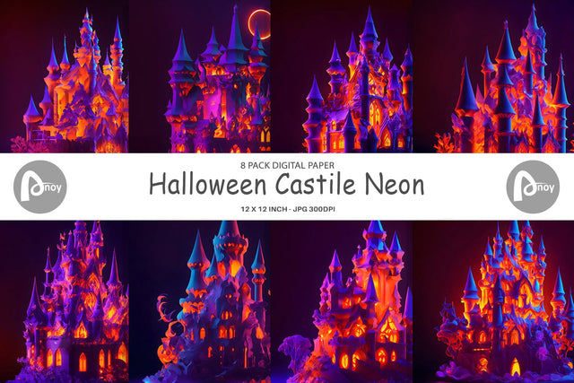 Digital Paper Halloween Castile Neon Digital Pattern artnoy 