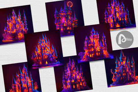 Digital Paper Halloween Castile Neon Digital Pattern artnoy 