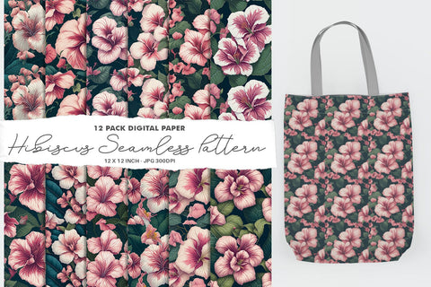 Digital paper Hibiscus Seamless pattern Digital Pattern artnoy 