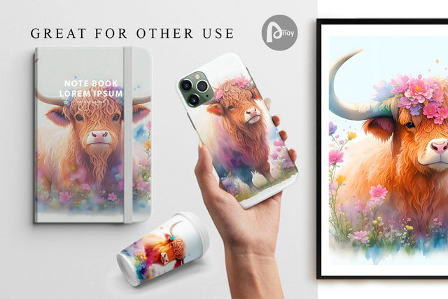 Digital Paper Highland Cow Digital Pattern artnoy 