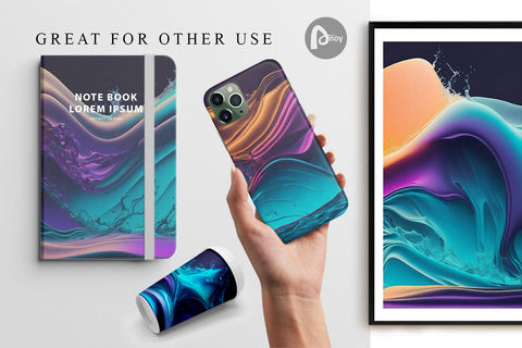 Digital Paper Hologram Color Wavy Fluid Digital Pattern artnoy 