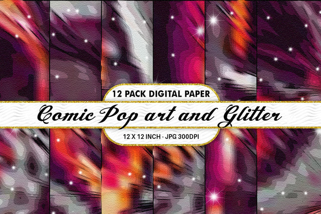 Digital Paper Iridescent Comic pop art and Glitter background Digital Pattern artnoy 
