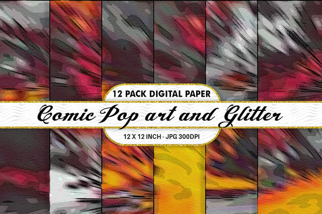 Digital Paper Iridescent Comic pop art and Glitter background Digital Pattern artnoy 