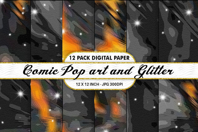 Digital Paper Iridescent Comic pop art and Glitter background Digital Pattern artnoy 