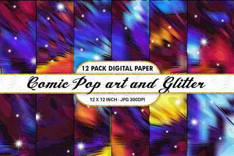 Digital Paper Iridescent Comic pop art and Glitter background Digital Pattern artnoy 