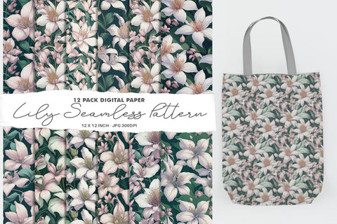 Digital Paper Lily Seamless Pattern Digital Pattern artnoy 