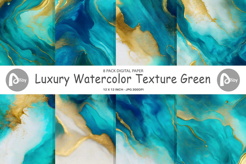 Digital Paper Luxury Watercolor Green Digital Pattern artnoy 