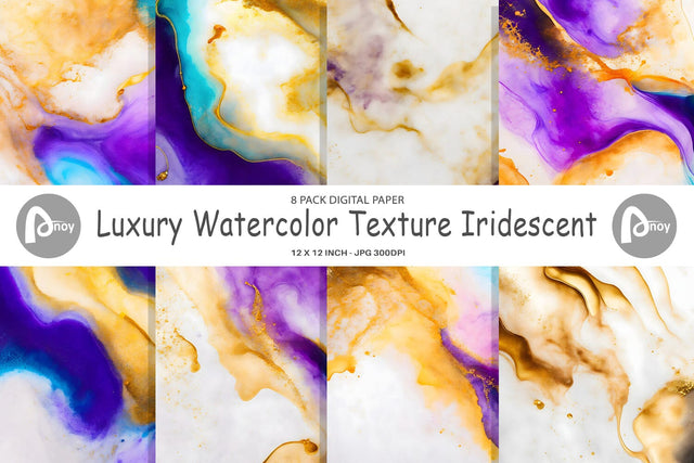 Digital Paper Luxury Watercolor Iridescent Digital Pattern artnoy 