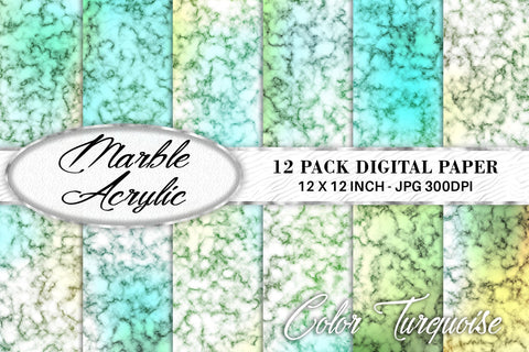 Digital paper marble acrylic texture with gradient turquoise color background Digital Pattern artnoy 