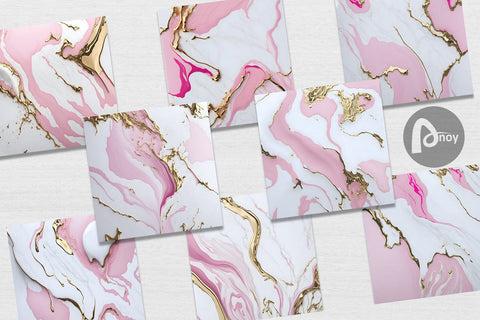 Digital Paper Marble Liquid White Pink Digital Pattern artnoy 
