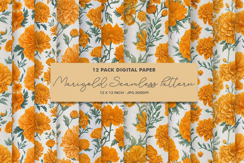 Digital Paper Marigold Flower Seamless Pattern Digital Pattern artnoy 