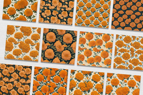 Digital Paper Marigold Flower Seamless Pattern Digital Pattern artnoy 