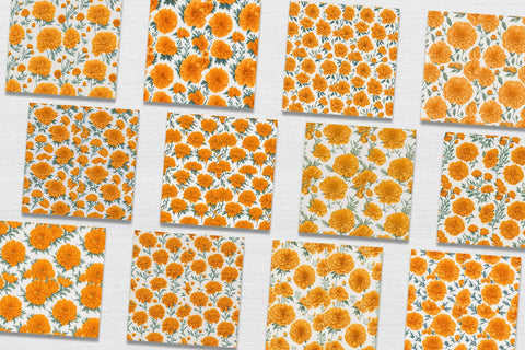 Digital Paper Marigold Flower Seamless Pattern Digital Pattern artnoy 