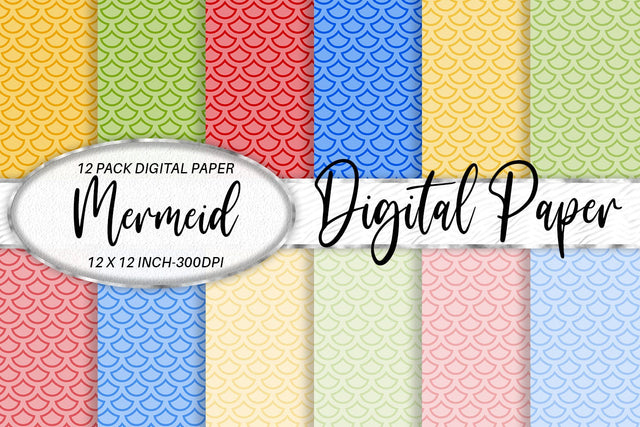 Digital paper Mermaid scales pattern and pastel background Digital Pattern artnoy 