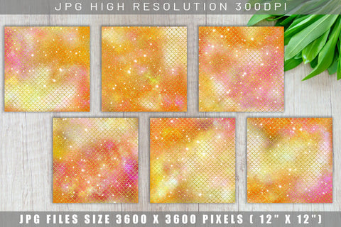 Digital paper mermaid scales pattern with galaxy space background Digital Pattern artnoy 