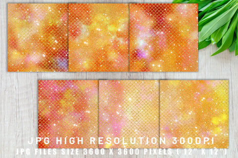 Digital paper mermaid scales pattern with galaxy space background Digital Pattern artnoy 