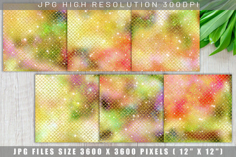 Digital paper mermaid scales pattern with galaxy space background Digital Pattern artnoy 