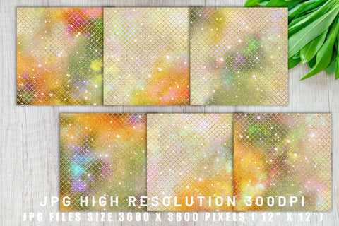 Digital paper mermaid scales pattern with galaxy space background Digital Pattern artnoy 