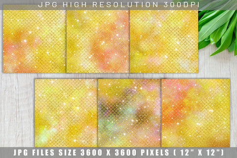 Digital paper mermaid scales pattern with galaxy space background Digital Pattern artnoy 