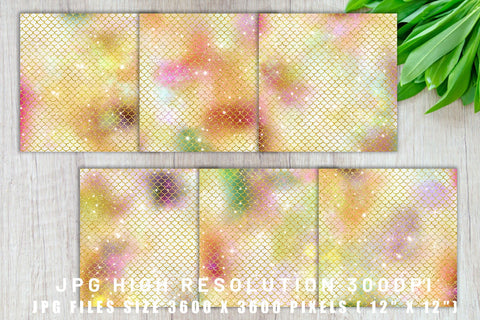 Digital paper mermaid scales pattern with galaxy space background Digital Pattern artnoy 