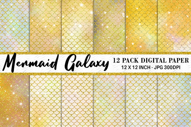 Digital paper mermaid scales pattern with galaxy space background Digital Pattern artnoy 