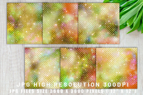 Digital paper mermaid scales pattern with galaxy space background Digital Pattern artnoy 