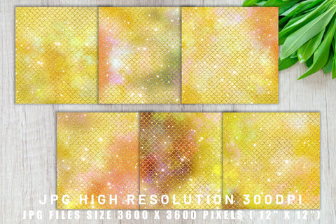 Digital paper mermaid scales pattern with galaxy space background Digital Pattern artnoy 