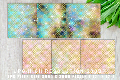 Digital paper mermaid scales pattern with galaxy space background Digital Pattern artnoy 