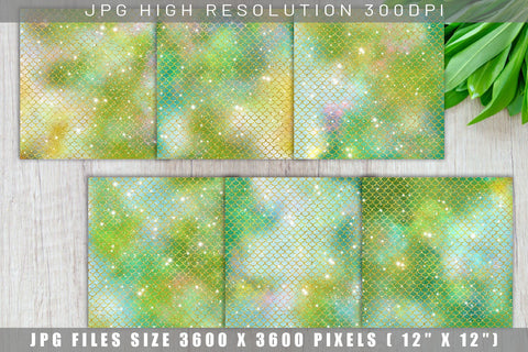 Digital paper mermaid scales pattern with galaxy space background Digital Pattern artnoy 