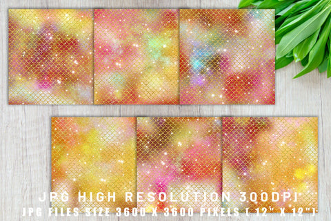 Digital paper mermaid scales pattern with galaxy space background Digital Pattern artnoy 