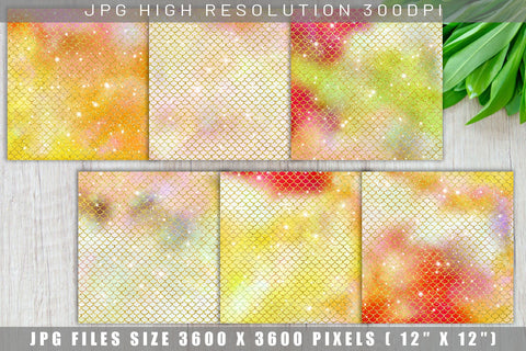 Digital paper mermaid scales pattern with galaxy space background Digital Pattern artnoy 