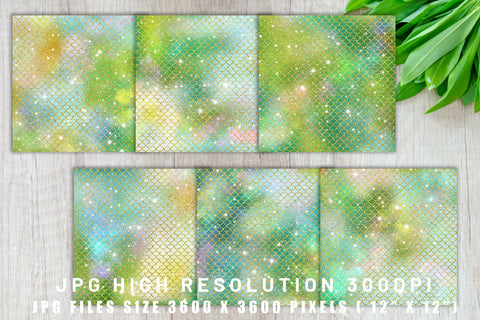 Digital paper mermaid scales pattern with galaxy space background Digital Pattern artnoy 