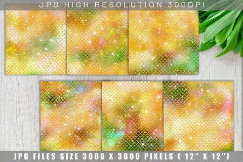 Digital paper mermaid scales pattern with galaxy space background Digital Pattern artnoy 