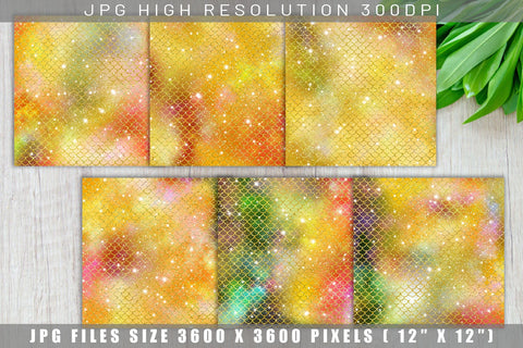 Digital paper mermaid scales pattern with galaxy space background Digital Pattern artnoy 