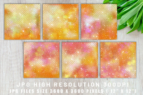 Digital paper mermaid scales pattern with galaxy space background Digital Pattern artnoy 