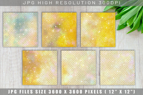 Digital paper mermaid scales pattern with galaxy space background Digital Pattern artnoy 