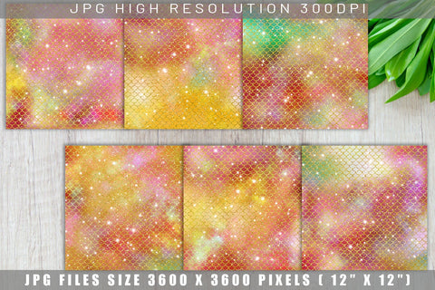 Digital paper mermaid scales pattern with galaxy space background Digital Pattern artnoy 