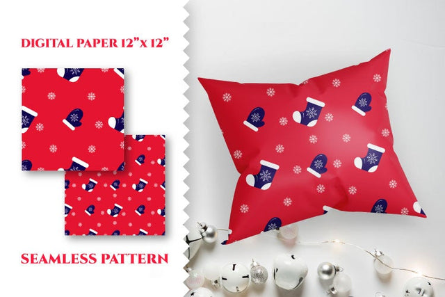 Digital paper Mittens and socks, seamless pattern. SVG Angelina Semenova 