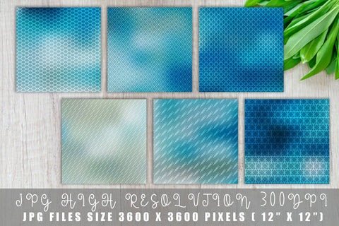 Digital paper mix line pattern on gradient blue sea color background Digital Pattern artnoy 