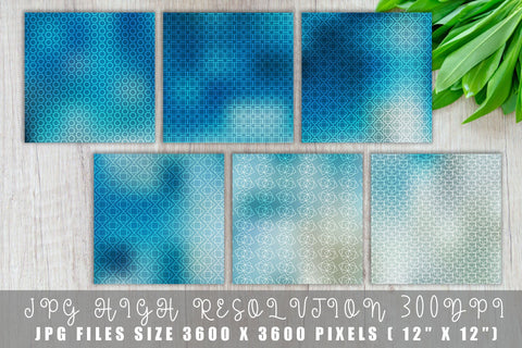 Digital paper mix line pattern on gradient blue sea color background Digital Pattern artnoy 