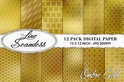 Digital paper mix line pattern on gradient gold color background Digital Pattern artnoy 
