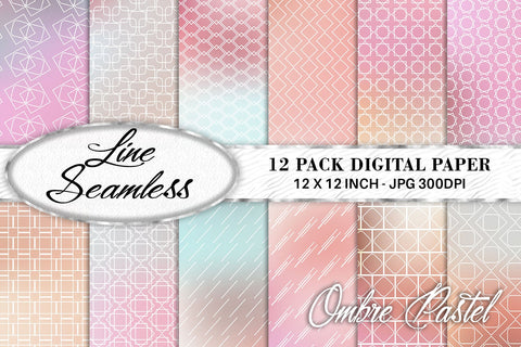 Digital paper mix line pattern on gradient pastel color background Digital Pattern artnoy 